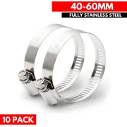 40-60mm - German Type 304 Hose Clamp - Fully Stainless Steel (10 Pieces)