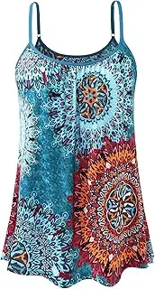 [AMVELOP] Camisole for Women Built in Bra Casual Pleated Cami Adjustable Spaghetti Strap Tank Top Loose Fit S-XXXXL