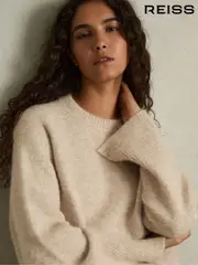 Reiss Neutral Birdie Brushed Crew-Neck Jumper With Alpaca Wool (AD9461) | $325