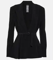 [Norma Kamali] Norma Kamali Belted peplum-hem jersey blazer AU 12 black
