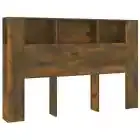 Wooden Headboard Bed Storage Shelf Rack Head Bedhead Smoked Oak Queen Size 160cm