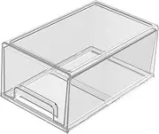 yuksok Stackable Storage Drawer Storage Bin for Vanity Kitchen Organizer Clear Stackable Storage Bin for Dresser Desk Closet Shelves, L