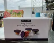 Epicure Prep Bowls - Set of 4 Tempered Glass 1 Cup Bowls W/ Lids - New In Box