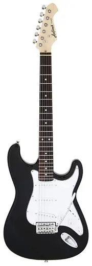 Aria STG-003 Electric Guitar Black with Basswood Body, Maple Neck, Rosewood Fingerboard, 3 OS-1 Single Coil Pickups