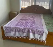 Cotton Altar Cloth/Tapestry, Queen size bedsheet, Warli Art, Purple, 140*220cm