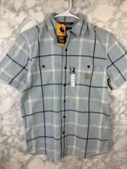 Carhartt Rugged Flex Men's Button Up Shirt Size Small Blue Relaxed Lightweight