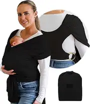 Stylish Black & Gold Baby Carrier Wrap: Comfortable, Soft & Supportive, Adjustable Ring Sling for Mom & Dad, Ideal for Baby Registry, Newborn to Toddler, Baby Shower