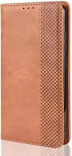 SEAHAI Leather Folio Case for Oppo Reno 12 Pro 5G Flip Wallet Case with Card Slots, Premium PU Leather Case Mobile Phone Case Protective Cover - Brown