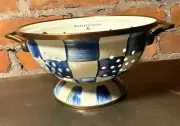 MacKenzie Childs Royal Check Small Colander Enamel New Courtly