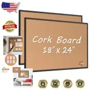 Cork Board Bulletin Set 24x18 - Wall-Mounted, Lightweight, 32 Push Pins