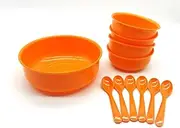 Bowl Set Orange Compote Bowl Dessert Bowl Children's Tableware Plastic Crockery Camping Picnic Outdoor
