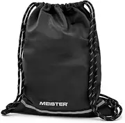 Meister XL Drawstring Backpack String Bag - Waterproof Gym Sackpack - Black/Reflective