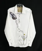 Robert Graham MOXY Martini Shaker $258 Medium Classic Fit NWT M