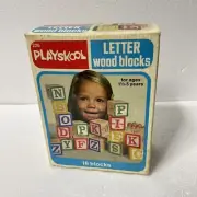 Vintage Playskool Letter Wood Blocks Blocks 1978 In Box Alphabet