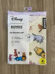 BONDS BABY ZIP WONDERSUIT - WINNIE THE POOH & FRIENDS - SIZE 0 BNIP