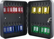 Key Cabinet Wall Mount with Lock, 28 Hooks 28 (Key Lock ), Black