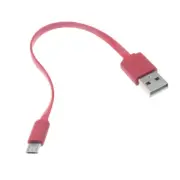 MicroUSB Short USB Cable Charger Cord Power Wire Red Flat Fast for Smartphones
