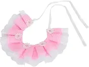 Cute Lace Bowknot Pet Saliva Towels Neckerchief Collar Drool Bibs with Bell Decoration for Dog Cat Pink (XS)