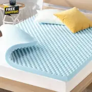 3 Inch Egg Crate Memory Foam, Cooling Gel Infusion, King Mattress Topper, Blue (