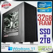 Intel Core i7 Quad Gaming PC RTX 3080 Computer 32GB RAM SSD+2TB Desktop System
