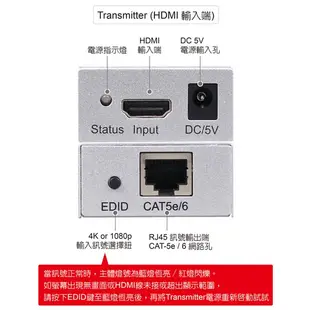 伽利略 HDMI 4K2K 網路線 影音延伸器100m(不含網路線) HDR4100