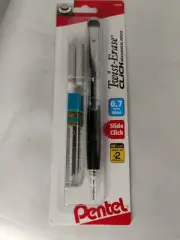 Pentel Twist Erase .7 MEDIUM Click #2 Mechanical Pencil w/ Lead & Erasers BLACK