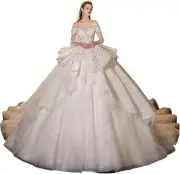 GREOENEL Amor Sequined Beading Wedding Dresses Ball Gown Luxury Up Back Fashion