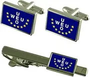 [Select Gifts] Western European Union Flag Cufflinks Tie Clip Matching Box Gift Set