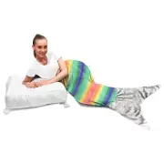 Mermaid Tail Blanket Rainbow Sparkle Flippy Sequins 18x52 inch Soft Plush Throw