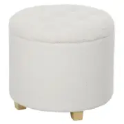 HOMCOM 18" Round Ottoman with Storage, Cashmere Button Tufted Foot Stool with Li