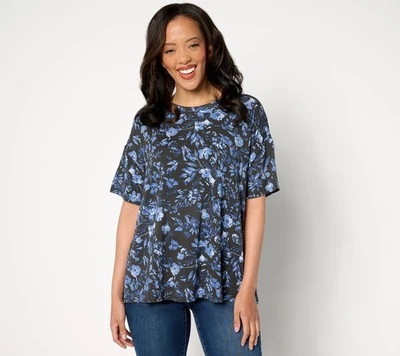 nicole by Nicole Miller Women's Top Sz L Luxe Modal Drop Multi-colored A653450