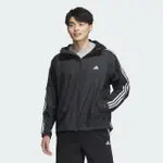 【ADIDAS 愛迪達】ES+ 3S WV JKT 黑色 男 風衣外套 拉鍊外套 休閒 運動(JF3912 ∞)