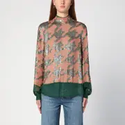 [Dries Van Noten] Green/pink/silver blouse with sequins 38 FR Green