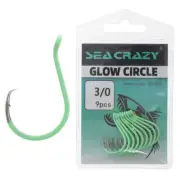 Seacrazy High Carbon Green Glow Octopus Circle Hooks 3/0 Qty 9