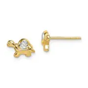 *BRAND NEW* 14k Madi K and White Rhodium Turtle Post Two-Tone Gold Earrings