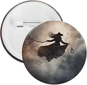 [YTLKGFP] Buttons Badge 5 Pcs Witch Flight Printed Button Pins Decorations Tinplate Round Badge for Clothes Bags Hats Jeans And More, 2.3 inch, plastic tinplate, no gemstone
