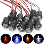 10 Pcs 10Mm LED Pre-Wired Water Clear Bulb 12V Red Green Blue White UV Light Emi