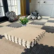 12pcs Plush Puzzle Foam Floor Mat Bay Window Mat Seat Mat, Square Interlocking C