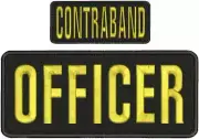 Officer and Contraband embroidery patch 4x10 and 2x5 hook gold on black