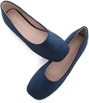 Stunner Women's Comfortable Slip On Ballet Shoes Square Toe Dress Flats Soft Walking Flats