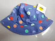 Sun Squad Kid's Blue & Colorful Polka Dots Gardening Sun Summer Bucket Hat X100