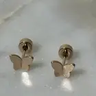 Flatback flat back rose gold butterfly stud earring tragus helix lobe new