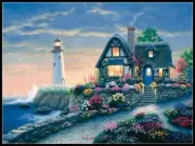 Lighthouse Overlook - DIY Chart Counted Cross Stitch Patterns Needlework DMC
