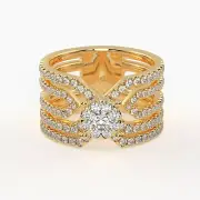 Diamond Cocktail Ring /14K Gold / Natural Diamond