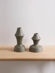 [MARLOE MARLOE] MARLOE MARLOE - + Net Sustain Amal Set Of Two Speckled Iron Clay Candle Holders - Green - One size One size Green
