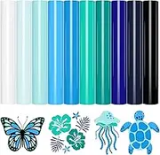 VINYL FROG 10 Sheets Heat Transfer Vinyl Bundle 12"x10" - Blue HTV Vinyl Packs in 10 Assorted Summer Colors - Iron on Vinyl Easy to Weed for DIY T-Shirts