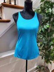 Adidas Climalite Women Blue Polyester Round Neck Sleeveless Club Tank Top Size L