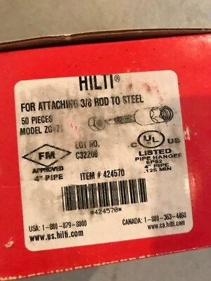 Hilti 3/8 Rod Pipe Hanger ZG471 50 pieces