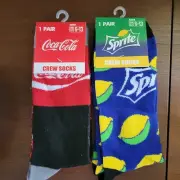 New Coca-Cola & Sprite Crew Socks Adult Size 6-13