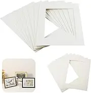 8 x 10'' and 5 x 7'' Picture Mounts, Fit 6 x 8'' and 4 x 6'' Photos Cardboard Frames Inserts Aperture Card for Display Artwork Paintings Graduation Artworks Posters Prints Decor Cream White